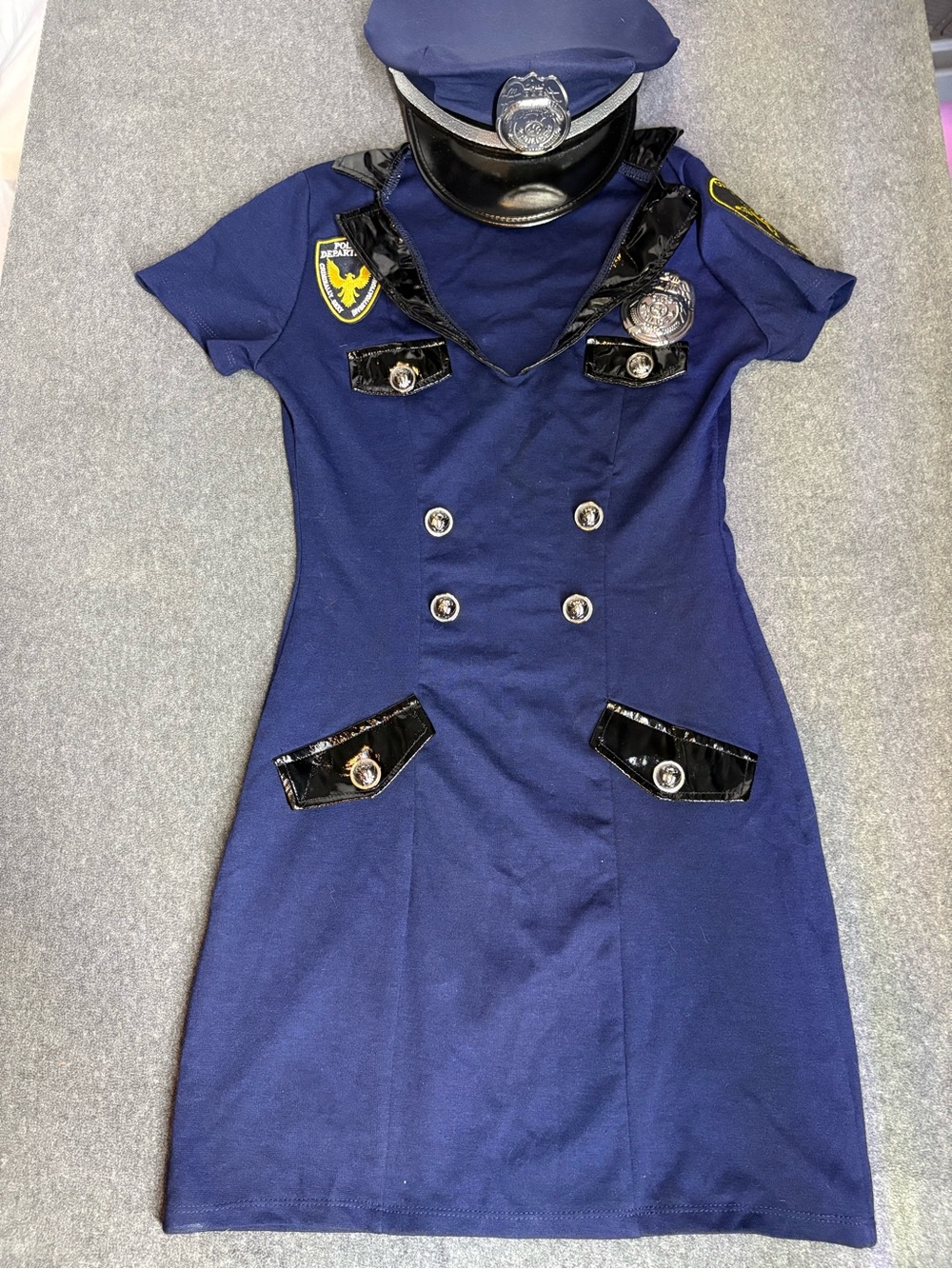 🎃Women’s Navy Police Costume Dress with Cap Size S
